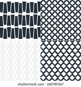 Seamless geometric pattern, monochrome seamless patterns set, abstract vector background.