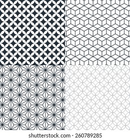 Seamless geometric pattern, monochrome seamless patterns set, abstract vector background.