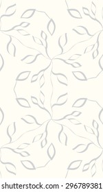 Seamless geometric pattern with monochrome small flowers and leaves. Vector background with floral print.