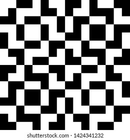 Seamless geometric pattern. Monochrome texture of black rectangular shapes on white background. Abstract modern style design.