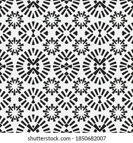 Seamless geometric pattern. Monochrome wallpaper. Abstract background with repeating geometric shapes circle, oval, rectangle. Graphic design elements. Vector.