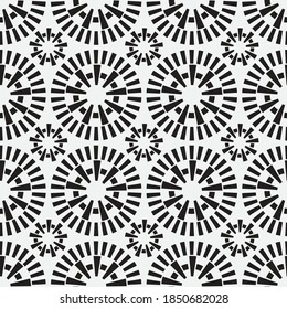 Seamless geometric pattern. Monochrome wallpaper. Abstract background with repeating geometric shapes circle, oval, rectangle. Graphic design elements. Vector.