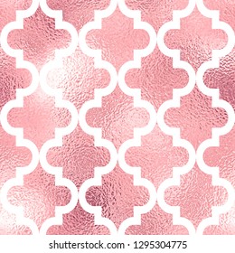 Seamless geometric pattern with Moroccan rose foil grid