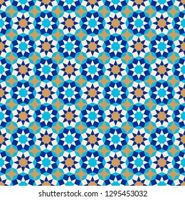 Seamless geometric pattern. Mosaic tile. 
Islamic traditional ornament. Vector illustration. 