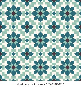 Seamless geometric pattern. Mosaic tile. 
Islamic traditional ornament. Vector illustration. 