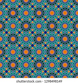 Seamless geometric pattern. Mosaic tile. 
Islamic traditional ornament. Vector illustration. 
