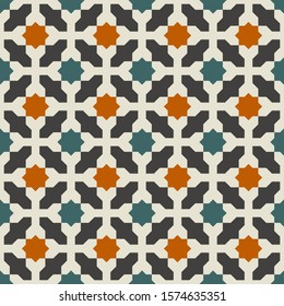 Seamless geometric pattern. Mosaic tile. 
Islamic traditional ornament. Vector illustration. 