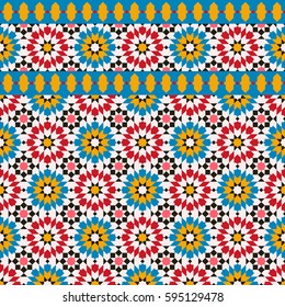 Seamless geometric pattern. Mosaic tile. 
Islamic traditional ornament. Vector illustration. 