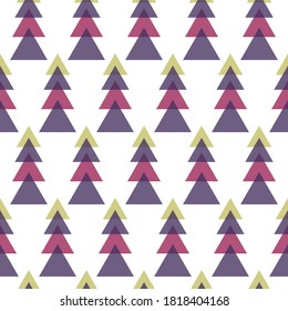 Seamless geometric pattern from multicolored herringbone triangles on white vector ornament. Abstract scandinavian background for overlay, card, wrapping paper, wallpaper.