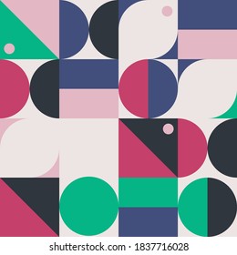 
Seamless geometric pattern of multicolored shapes. Scandinavian style. Print