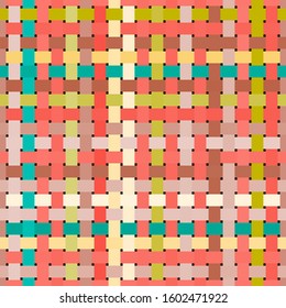 Seamless geometric pattern. Multicolored squares print for textiles, packaging. Vector illustration.