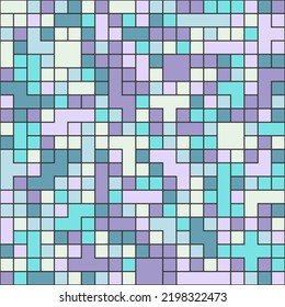 Seamless geometric pattern of multicolored squares and arbitrary shapes. A template for textures, textiles, simple backgrounds and creative ideas. Vector design