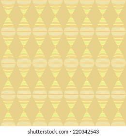 Seamless geometric pattern. Multicolored striped rhombs on a dark ocher background.