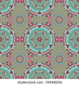 Seamless geometric pattern. Multicolored texture. Geometric ornament with multicolored elements. Vector seamless pattern with multicolor gradient on neutral background. Abstract geometric sketch.