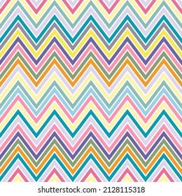 Seamless geometric pattern with multi-colored zigzag stripes. Vector clipart.