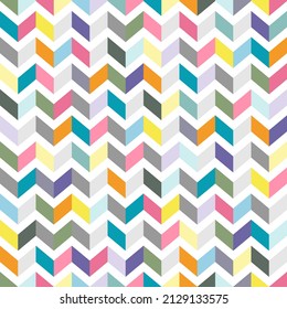 Seamless geometric pattern with multicolored zigzag bricks. Vector clipart.