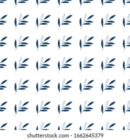Seamless geometric pattern with natural elements. Leaves, blades of grass and twigs. Bulrush and wildflowers. Exotic tropical leaves of monstera.