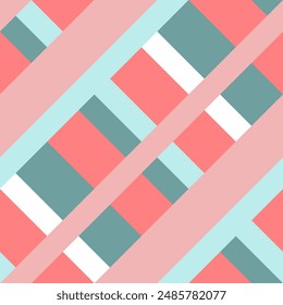 Seamless geometric pattern with oblique crossed lines, rectangles. For printing on fabric, wallpaper, gift paper. Vector