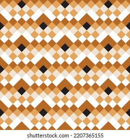 Seamless geometric pattern on beige with brown, black and white rhombs. Perfect for bedding, tablecloth, oilcloth or scarf textile design.
