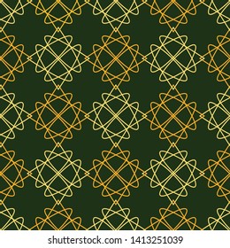 Seamless geometric pattern on black background.