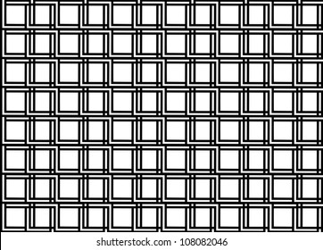 Seamless geometric pattern in op art design. Black and white vector illustration. Square.