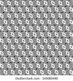 Seamless geometric pattern in op art design. Vector art.