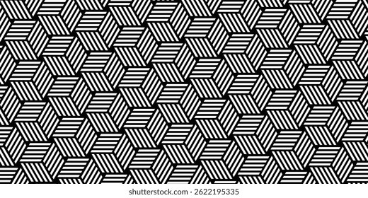 Seamless geometric pattern in op art design. Vector art.