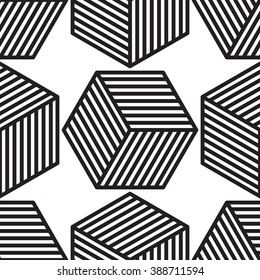 Seamless geometric pattern in op art design. Vector illustration