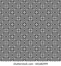Seamless geometric pattern in optical art design.black and white islamic pattern background