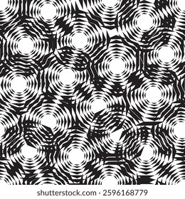 
Seamless geometric pattern with optical illusion. Black and white background. For the design of textures, backgrounds in abstract style with optical illusion