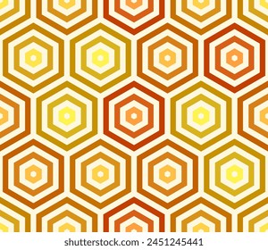 Patrón geométrico sin fisuras. Tonos de color naranja Gradientes. Celda de mosaico en negrita hexagonal apilada. Grandes hexágonos. Patrón sin costuras. Ilustración vectorial con mosaico.