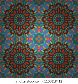 Seamless geometric pattern, oriental style in brown, gray and orange colors.