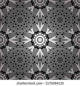 Seamless geometric pattern, oriental style in gray, black and white colors.