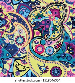 Seamless geometric pattern in oriental style. Traditional paisley motifs. Textiles and wallpaper.