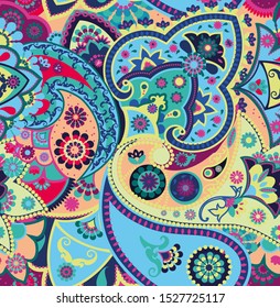 Seamless geometric pattern in oriental style. Traditional paisley motifs. Textiles and wallpaper.