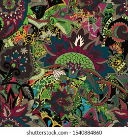 Seamless geometric pattern in oriental style. Traditional paisley motifs. Textiles and wallpaper.