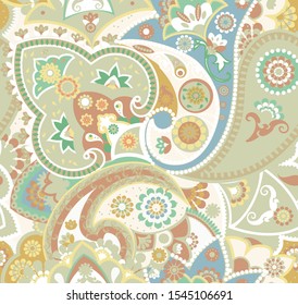 Seamless geometric pattern in oriental style. Traditional paisley motifs. Textiles and wallpaper.