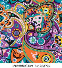 Seamless geometric pattern in oriental style. Traditional paisley motifs. Textiles and wallpaper.