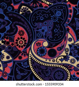 Seamless geometric pattern in oriental style. Traditional paisley motifs. Textiles and wallpaper.
