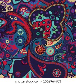 Seamless geometric pattern in oriental style. Traditional paisley motifs. Textiles and wallpaper.