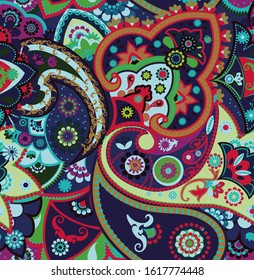 Seamless geometric pattern in oriental style. Traditional paisley motifs. Textiles and wallpaper.