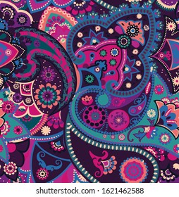 Seamless geometric pattern in oriental style. Traditional paisley motifs. Textiles and wallpaper.