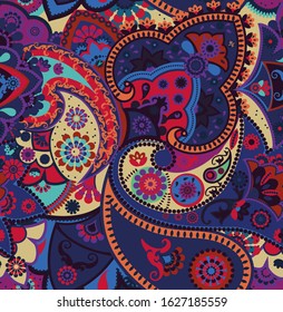 Seamless geometric pattern in oriental style. Traditional paisley motifs. Textiles and wallpaper.