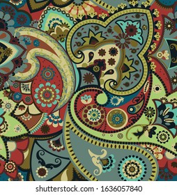 Seamless geometric pattern in oriental style. Traditional paisley motifs. Textiles and wallpaper.