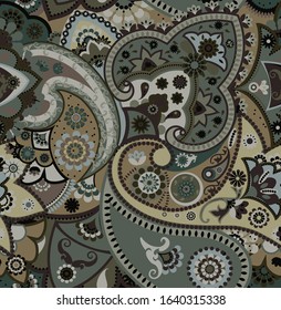Seamless geometric pattern in oriental style. Traditional paisley motifs. Textiles and wallpaper.
