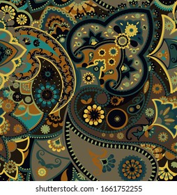 Seamless geometric pattern in oriental style. Traditional paisley motifs. Textiles and wallpaper.