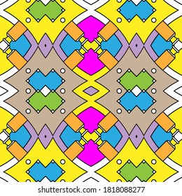 Seamless geometric pattern with original multicolor fantasy composition. Vector illustration