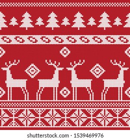 Seamless geometric pattern. Ornament. Red background.