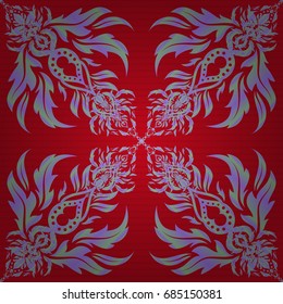 Seamless geometric pattern. Geometric ornament with violet and red elements. Abstract geometric sketch. Vector seamless pattern with motley gradients.