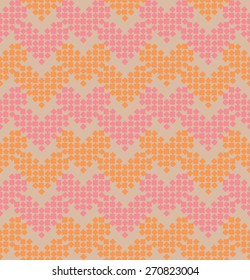 Seamless geometric pattern. Ornamental stripes. Heart shape composed of squares. Vector illustration.